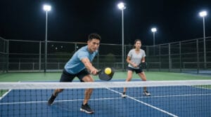 chơi Pickleball dưới ánh đèn - xử lý bóng bổng, chói sáng và thích nghi sân buổi tối