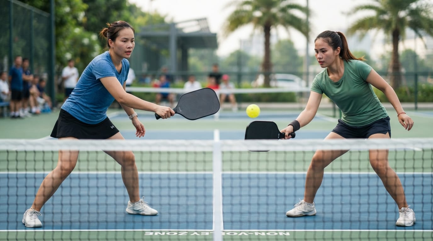 block volley Pickleball - tư thế và vị trí thực hành