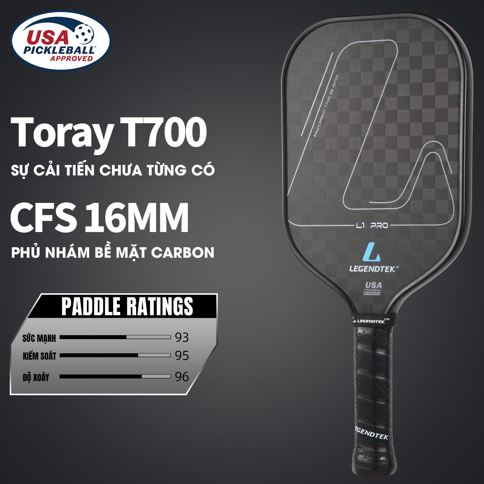 Vợt Pickleball LEGENDTEK L1 PRO 12K - Ảnh 2 2 Vợt Pickleball LEGENDTEK L1 PRO 12K - Ảnh 2
